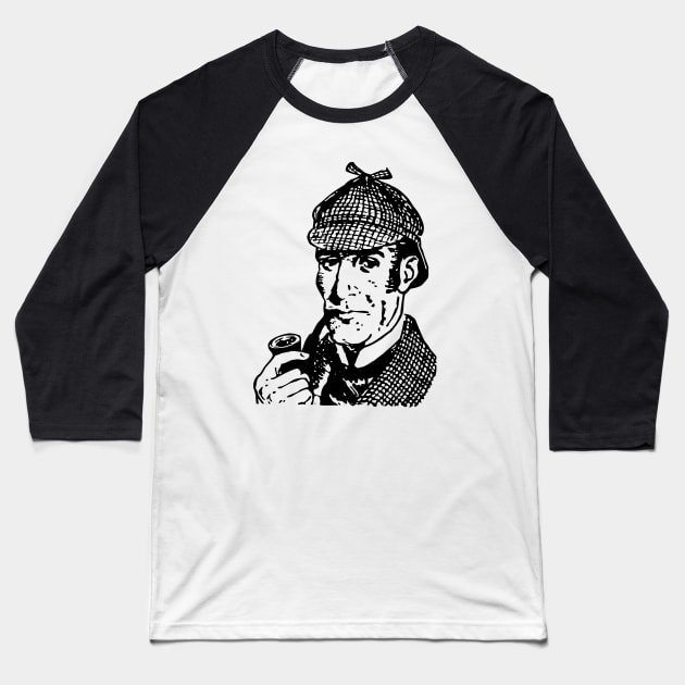 Sherlock Holmes Baseball T-Shirt by Vintage Sketches